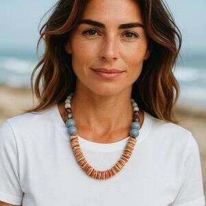 Spiny oyster shell (natural) Beaded Necklace